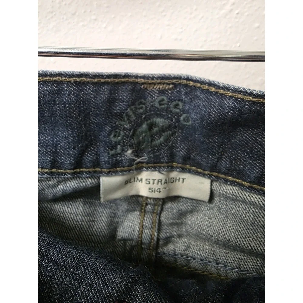 Levi's 514‎ Slim Straight Jeans Men's W34 L34 Blue Denim Green Tab Rare Eco Line